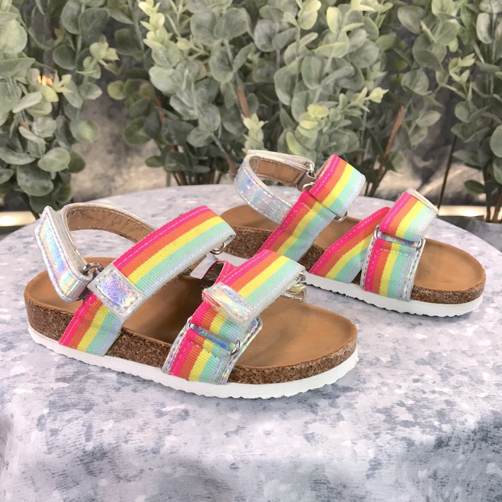 Girls (Toddler) 6M Multi-Stripe Corkbed Play Sandals☀️Clean Like New Condition☀️